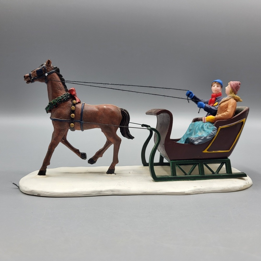 Lemax Dashing Through the Snow Sleigh Figurine Christmas Village Winter Scene